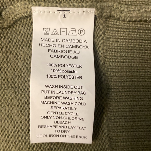 NWT Michael Kors Open Front Cardigan, Size M Color Cream-Army Green - Picture 9 of 9